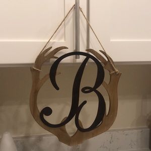 Metal and wood ‘B’ antler door hanger